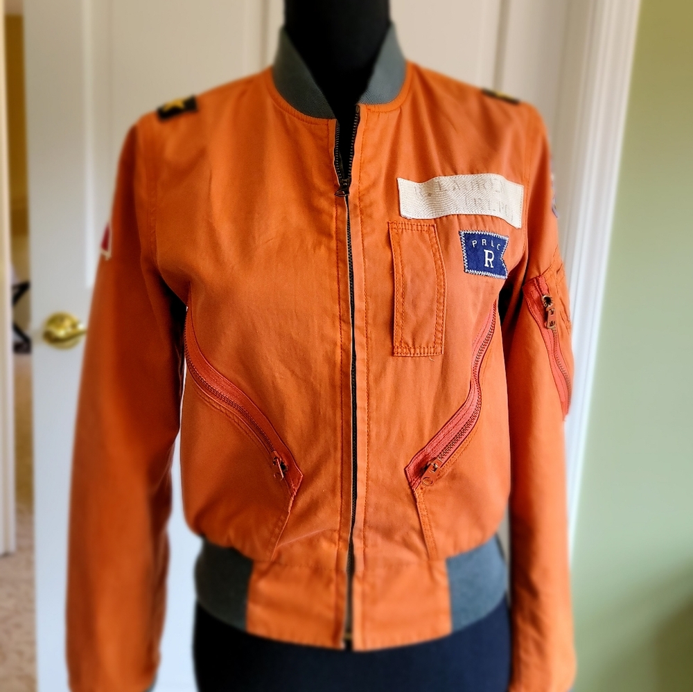 VTG Polo Ralph Lauren Fortis Tigrim Reversible Military  Coat Small Green Orange